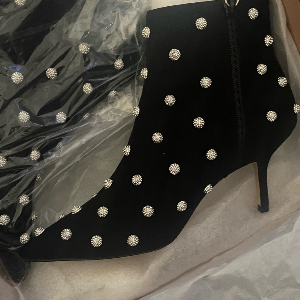 Stuart Weitzman Carine Crystal Black Suede Boots